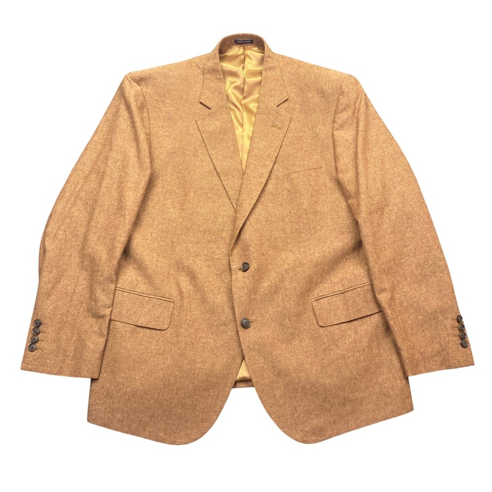 Stafford Signature Mens 46 Short Classic Fit Linen Cotton Sport Coat Tan Brown